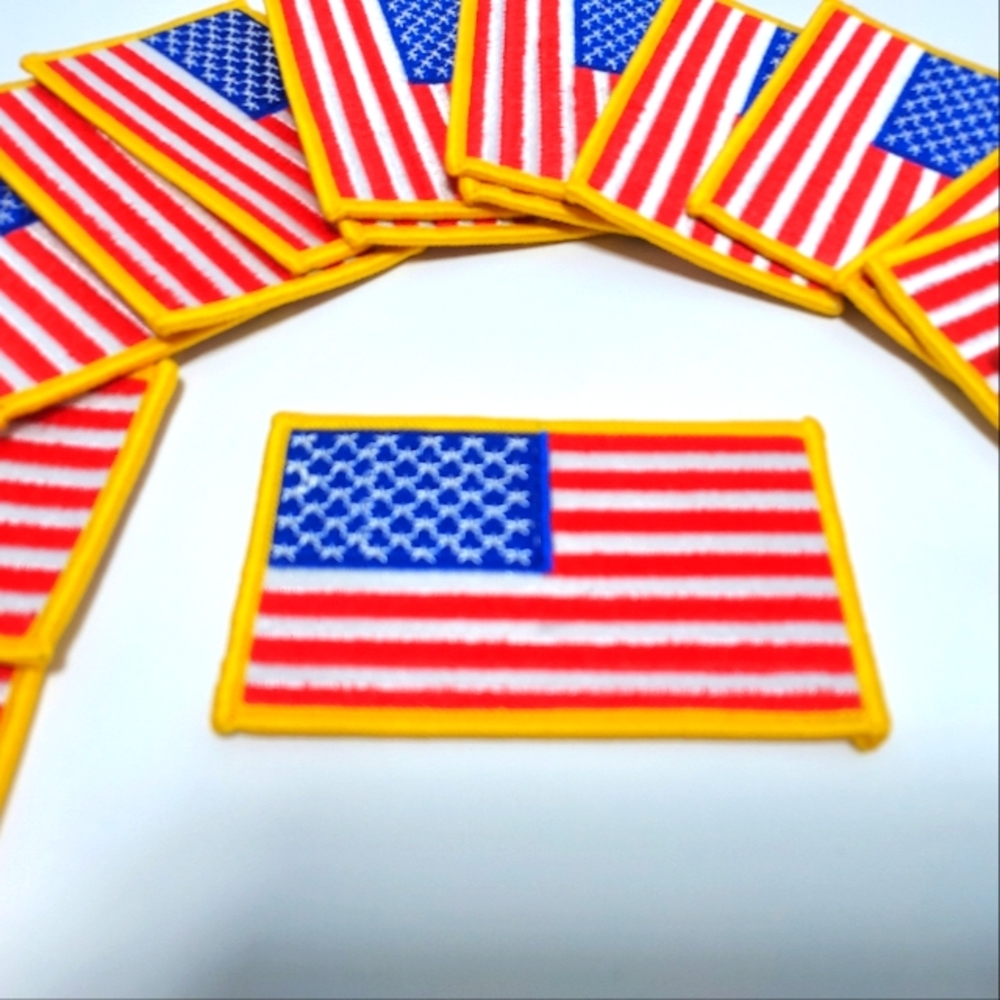 American Flag Patch Iron On Sticker Embroidery patch 3.5" X 2" (One Sticker)